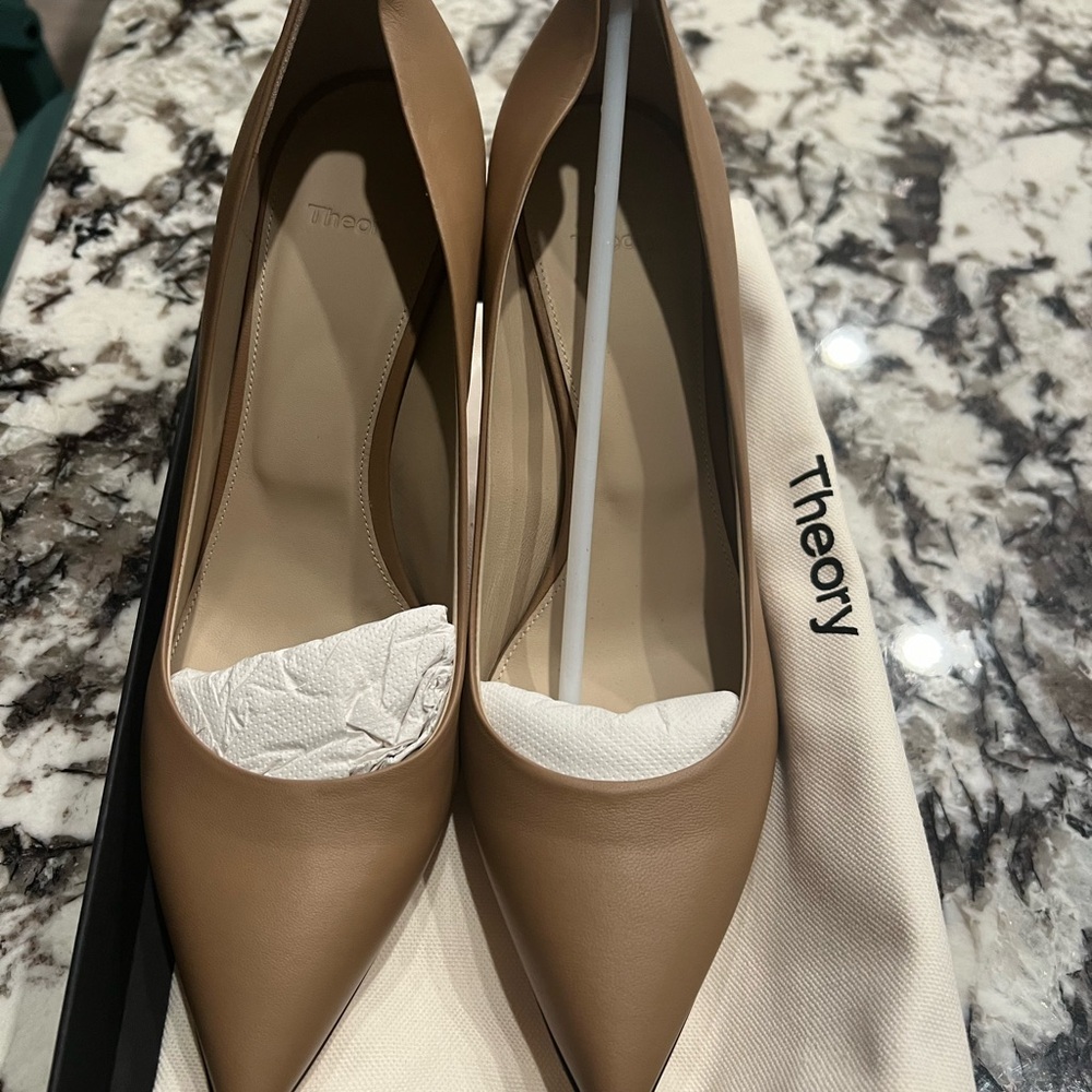 Theory City Pump in Italian Leather Dark Nude